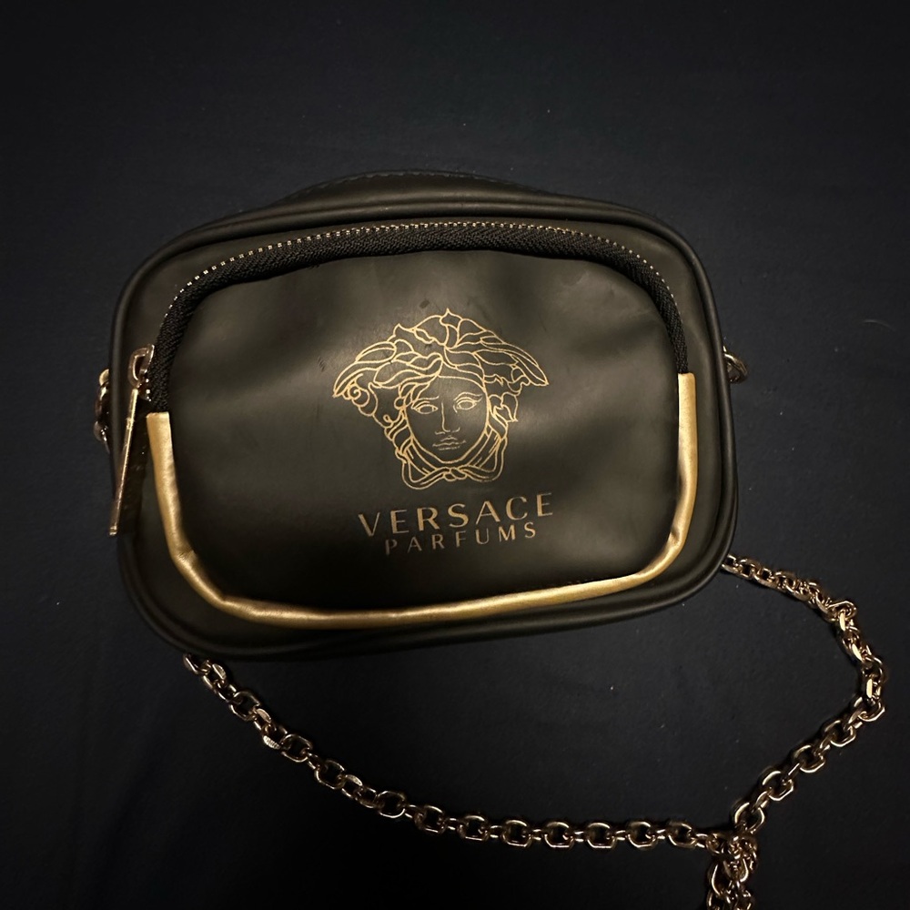 Versace Parfums Black and Gold Chain Bag